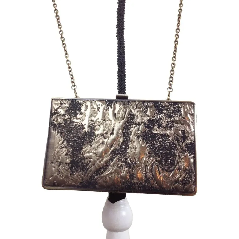 Sondra Roberts Bag Metallic Gold Clutch Crossbody Chain Clutch Purse